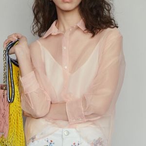 Maje Pink Organza Style Shirt with Silk Pink Tank